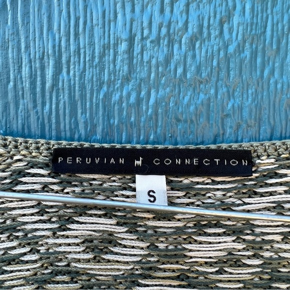 Peruvian Connection Marled Knit Sweater in Green Blue Pima Cotton Size US Small - Picture 2 of 5